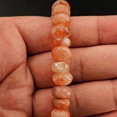 Pietra Di Sole Naturale in Perline Forma Rondelle Sfaccettato a Mano Foro Passante 10-12mm