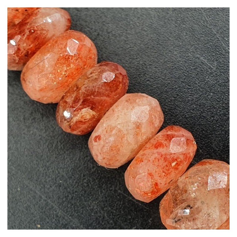 Pietra Di Sole Naturale in Perline Forma Rondelle Sfaccettato a Mano Foro Passante 10-12mm