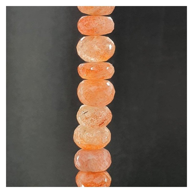 Pietra Di Sole Naturale in Perline Forma Rondelle Sfaccettato a Mano Foro Passante 10-12mm