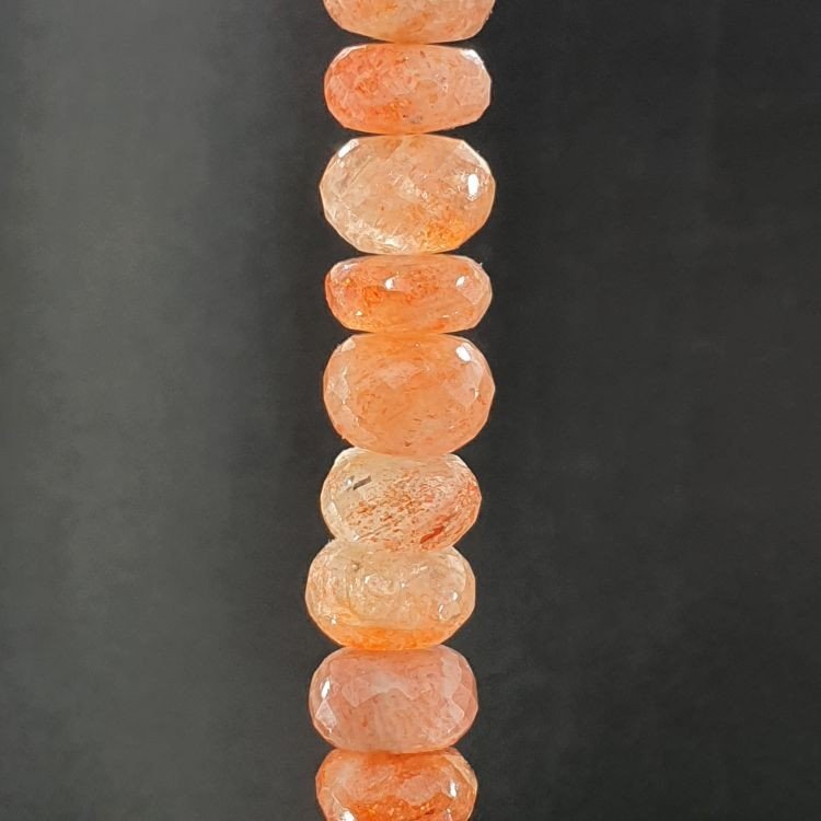 Pietra Di Sole Naturale in Perline Forma Rondelle Sfaccettato a Mano Foro Passante 10-12mm