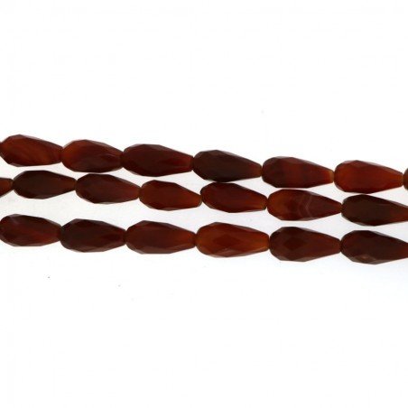 Corniola Naturale Perline Forma Goccia Tondo Sfaccettato Foro Passante 13-15X29-30mm