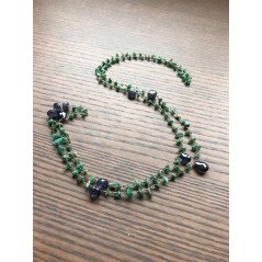 Collana A Nodo Orafo Rosato Con Avventurina Verde E Iolite