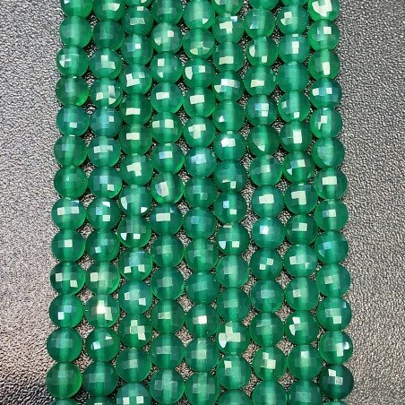 Onice Verde Tondo Piatto Sfaccettato Machine Cut 06mm