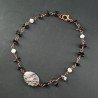 Bracciale A Nodo Orafo Rosato Con Agata Nera E Diaspro Picasso Rosa Forme Miste Sfaccettate A Mano