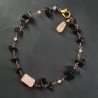 Bracciale A Nodo Orafo Rosato Con Agata Nera E Pietra Di Sole Forme Miste Sfaccettate A Mano
