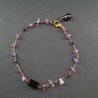 Bracciale A Nodo Orafo Rosato Con Ametista Africana E Spinello Nero Forme Miste Sfaccettate A Mano
