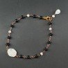 Bracciale A Nodo Orafo Rosato Con Onice Nera E Pietra Di Luna Forme Miste Sfaccettate A Mano
