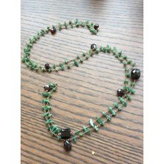 Collana A Nodo Orafo Rosato Con Avventurina Verde E Granato