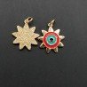Ciondolo Pendente Di Bronzo Smaltato Fiore Con Doppio Cerchio 11x13mm Mod.1 1pz