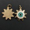 Ciondolo Pendente Di Bronzo Smaltato Fiore Con Doppio Cerchio 11x13mm Mod.2 1pz