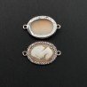 Componente Di Ottone Con Cammeo E Strass 13x18mm Rodiato 1pz