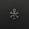 Componente Pendente Di Bronzo Con Zirconi Multicolor Pavè Fiocco Di Neve Con Un Anellino 11x14mm Rodiato 1pz