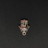 Componente Pendente Di Bronzo Con Zirconi Multicolor Pavè Mano Di Fatima Con Un Anellino 09x13mm Dorato 1pz