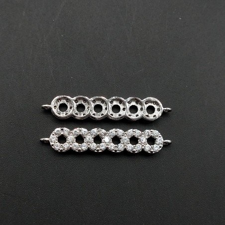 Componenti Di Ottone Con Zirconi 6 Anelli 05x22mm Rodiato 1pz