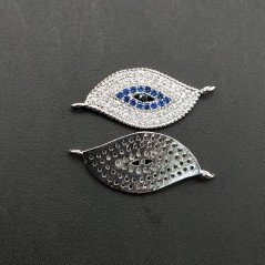Componenti Di Ottone Con Zirconi 6 Foglia 10x20mm Rodiato 1pz