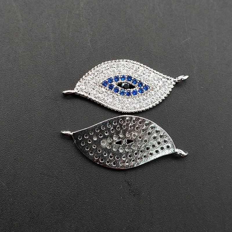 Componenti Di Ottone Con Zirconi 6 Foglia 10x20mm Rodiato 1pz