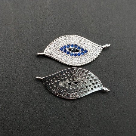 Componenti Di Ottone Con Zirconi 6 Foglia 10x20mm Rodiato 1pz
