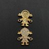 Componenti Di Ottone Con Zirconi Bambina 12,5x14,5mm Dorato 1pz
