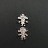 Componenti Di Ottone Con Zirconi Bambina 12,5x14,5mm Rodiato 1pz