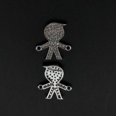 Componenti Di Ottone Con Zirconi Bambino 13,5x14,5mm Rodiato 1pz