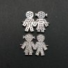 Componenti Di Ottone Con Zirconi Bimbo E Bimba 13x16,5mm Rodiato 1pz