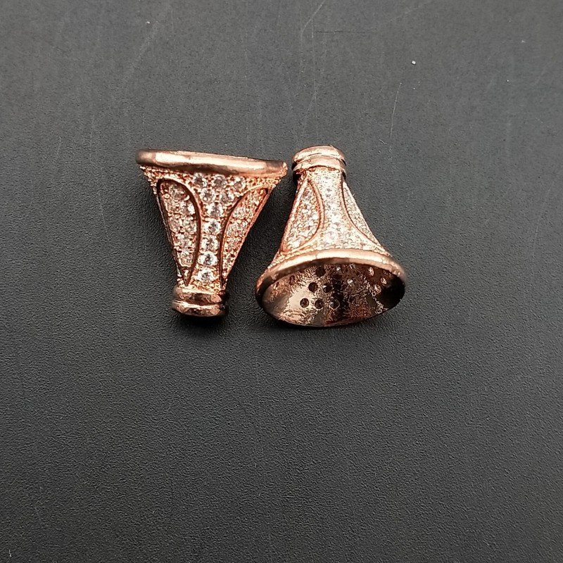 Componenti Di Ottone Con Zirconi Cono 12x14mm-Ramato 1pz Componenti Di Ottone Con Zirconi Cono 12x14mm-Ramato 1pz