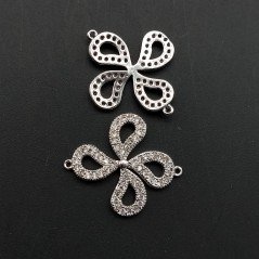 Componenti Di Ottone Con Zirconi Elica 18,5mm Rodiato 1pz