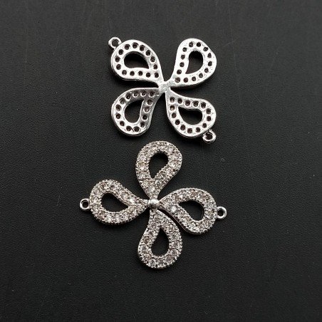 Componenti Di Ottone Con Zirconi Elica 18,5mm Rodiato 1pz
