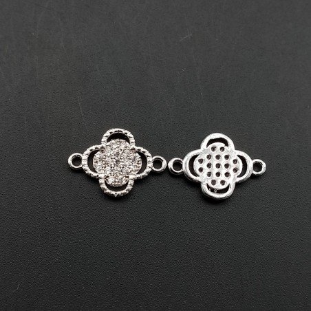 Componenti Di Ottone Con Zirconi Fiore 10mm Rodiato 1pz