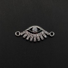 Componenti Di Ottone Con Zirconi Occhio 09x16mm Rodiato 1pz