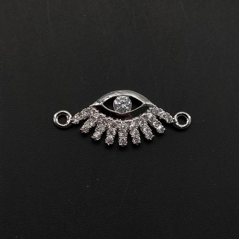 Componenti Di Ottone Con Zirconi Occhio 09x16mm Rodiato 1pz