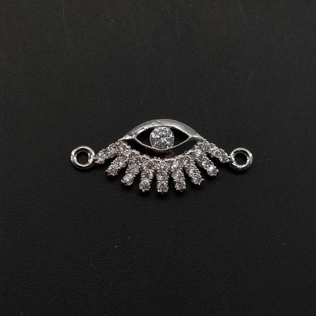 Componenti Di Ottone Con Zirconi Occhio 09x16mm Rodiato 1pz