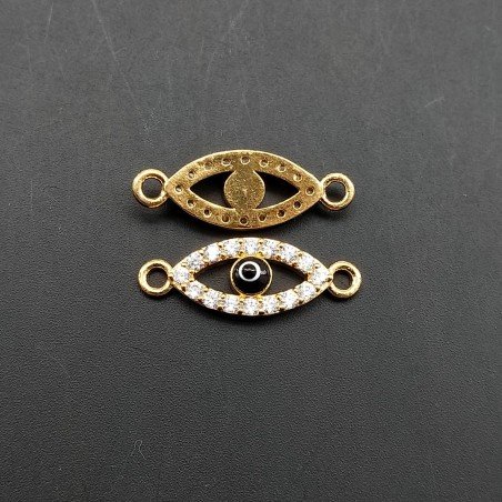 Componenti Di Ottone Con Zirconi Occhio Turco 7,5x20mm Dorato 1pz