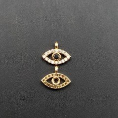 Componenti Di Ottone Con Zirconi Occhio Turco 7,5x10mm Dorato