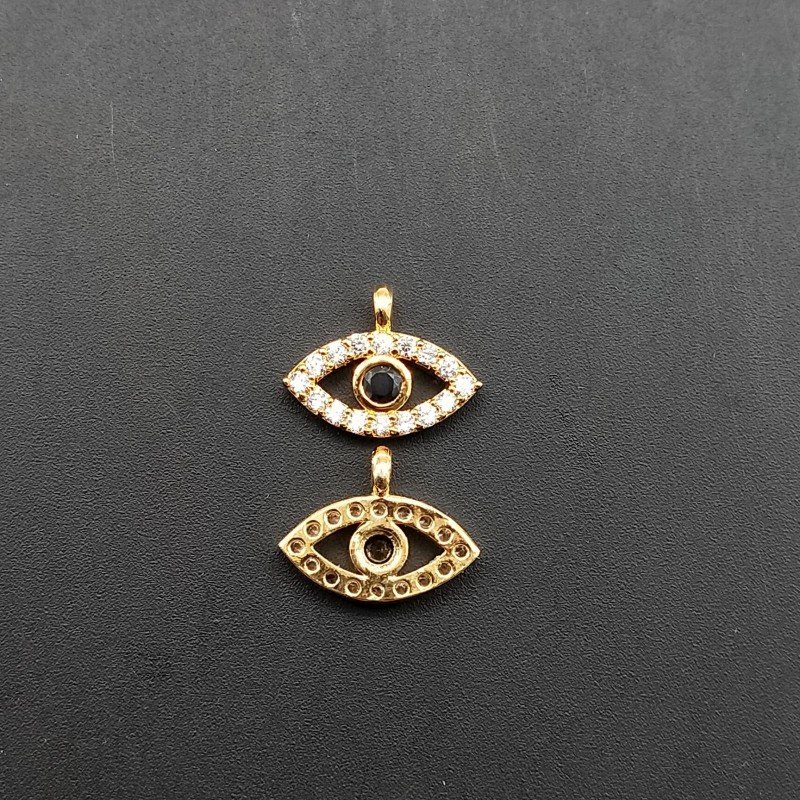 Componenti Di Ottone Con Zirconi Occhio Turco 7,5x10mm Dorato