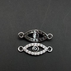 Componenti Di Ottone Con Zirconi Occhio Turco 7,5x20mm Rodiato 1pz