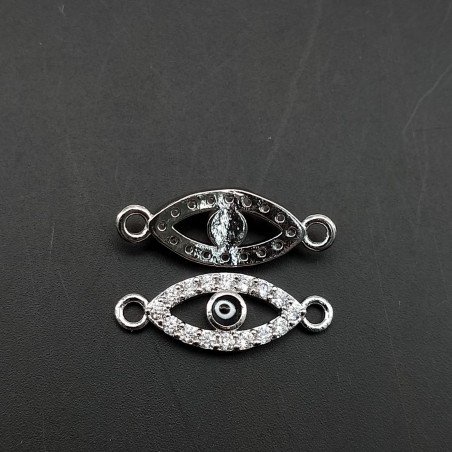 Componenti Di Ottone Con Zirconi Occhio Turco 7,5x20mm Rodiato 1pz