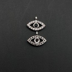 Componenti Di Ottone Con Zirconi Occhio Turco 7,5x10mm Rodiato 1pz