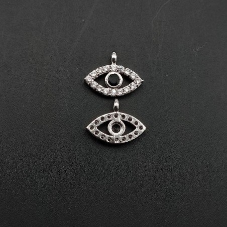 Componenti Di Ottone Con Zirconi Occhio Turco 7,5x10mm Rodiato 1pz