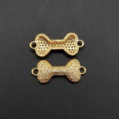 Componenti Di Ottone Con Zirconi Osso 09x16mm Dorato 1pz