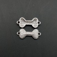 Componenti Di Ottone Con Zirconi Osso 09x16mm Rodiato 1pz