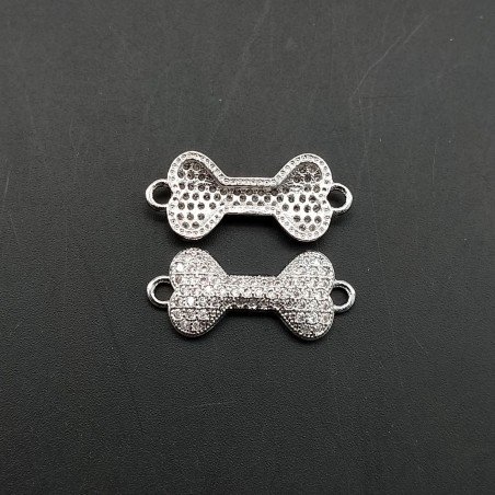 Componenti Di Ottone Con Zirconi Osso 09x16mm Rodiato 1pz