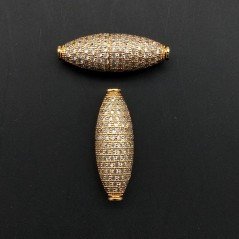 Componenti Di Ottone Con Zirconi Ovale 10X30mm Dorato 1pz