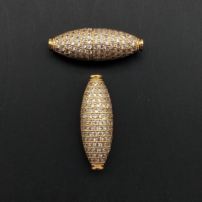 Componenti Di Ottone Con Zirconi Ovale 10X30mm Dorato 1pz