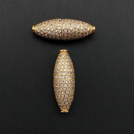 Componenti Di Ottone Con Zirconi Ovale 10X30mm Dorato 1pz