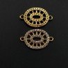 Componenti Di Ottone Con Zirconi Ovale 12x15mm Dorato 1pz