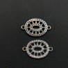 Componenti Di Ottone Con Zirconi Ovale 12x15mm Rodiato 1pz