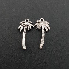 Componenti Di Ottone Con Zirconi Palma 10x18mm Rodiato 1pz