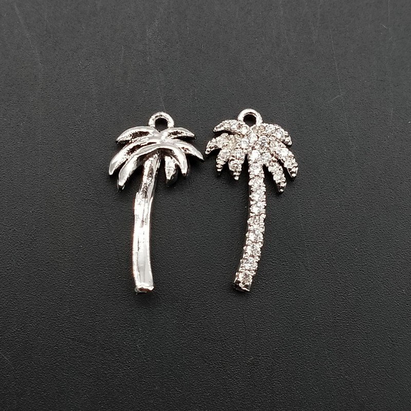 Componenti Di Ottone Con Zirconi Palma 10x18mm Rodiato 1pz