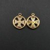 Componenti Di Ottone Con Zirconi Pendente Tondo 11,5mm-Dorato 1pz
